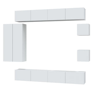 Set Mobili Porta TV 8pz Bianco in Legno Multistrato cod mxl 58478