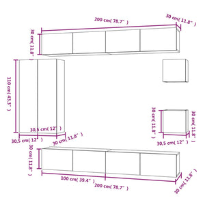 Set Mobili Porta TV 8pz Bianco in Legno Multistrato cod mxl 58478