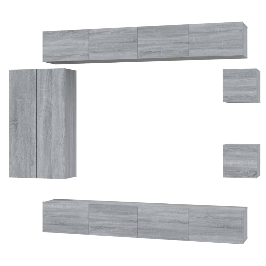 Set di Mobili Porta TV 8 pz Grigio Sonoma in Legno Multistratocod mxl 121518