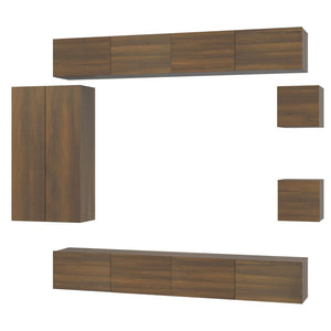 Set Mobili Porta TV 8pz Rovere Marrone in Legno Multistrato 3114501