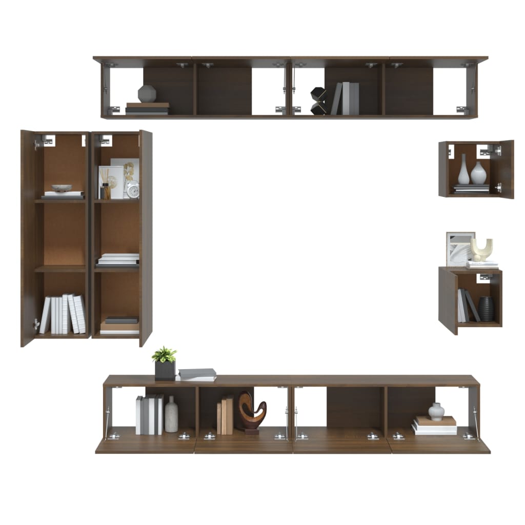 Set Mobili Porta TV 8pz Rovere Marrone in Legno Multistrato 3114501