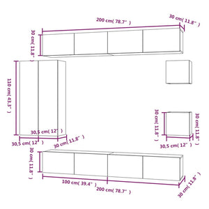 Set Mobili Porta TV 8pz Rovere Marrone in Legno Multistrato 3114501