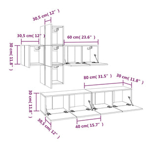 Set di Mobili Porta TV 7 pz Rovere Marrone in Legno Multistrato cod mxl 9020