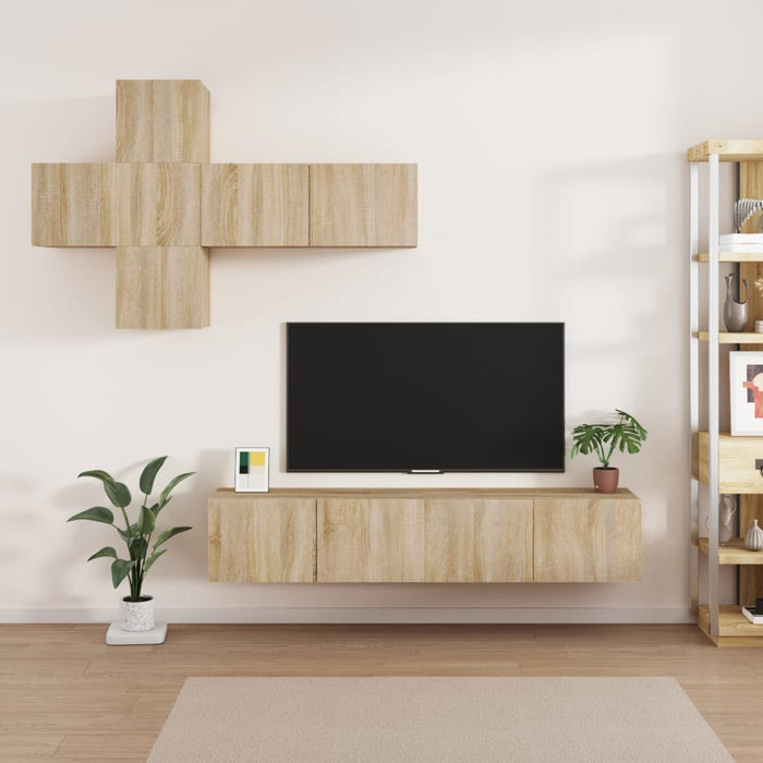 Set di Mobili Porta TV 7 pz Rovere Sonoma in Legno Multistrato 3114512