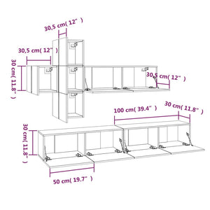 Set di Mobili Porta TV 7 pz Rovere Sonoma in Legno Multistrato 3114520