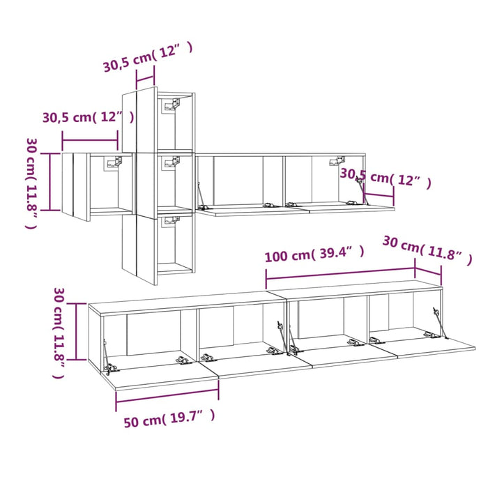 Set di Mobili Porta TV 7 pz Rovere Sonoma in Legno Multistrato 3114520