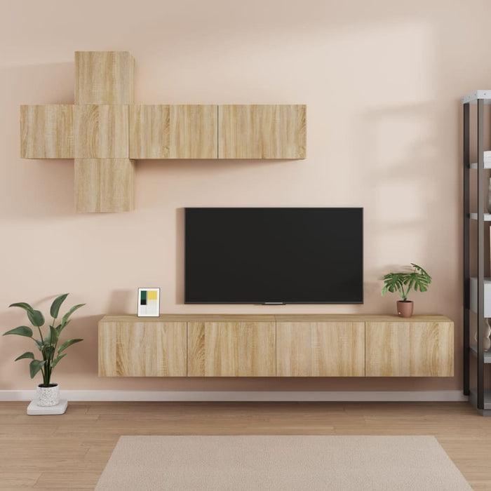 Set di Mobili Porta TV 7 pz Rovere Sonoma in Legno Multistrato 3114520