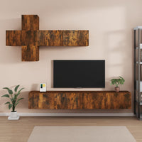 Set di Mobili Porta TV 7 pz Rovere Fumo in Legno Multistrato 3114523