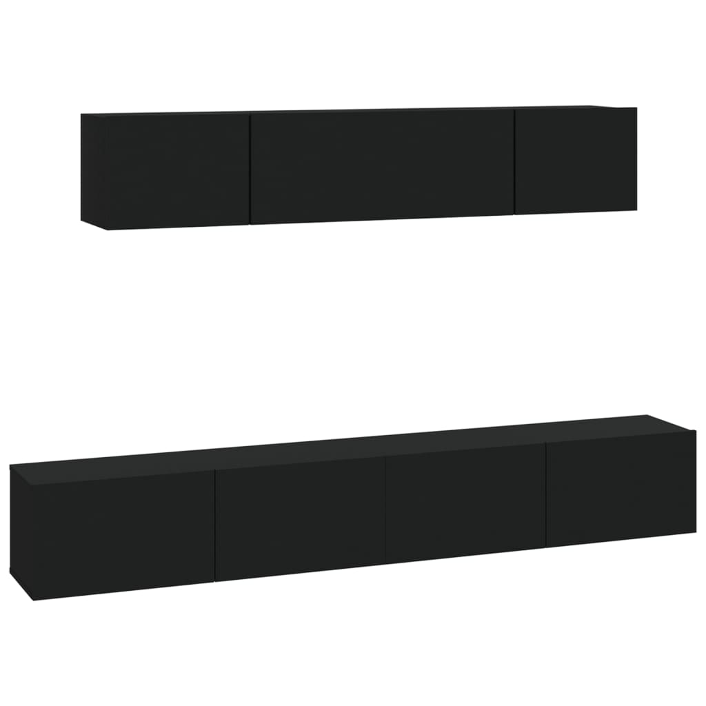 Set Mobili Porta TV 4 pz Nero in Legno Multistrato cod mxl 6805