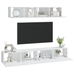 Set di Mobili Porta TV 4 pz Bianco in Legno Multistrato cod mxl 58748