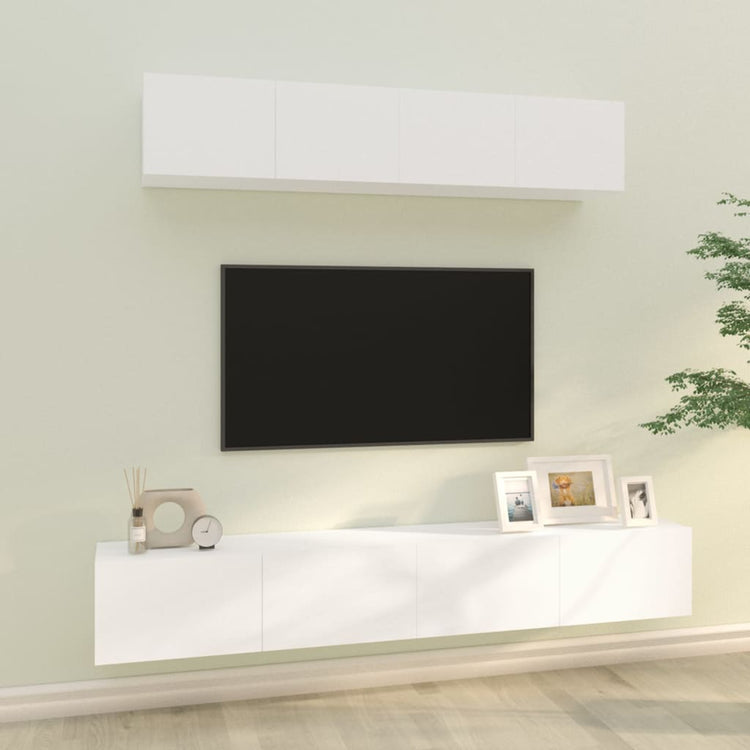 Set di Mobili Porta TV 4 pz Bianco in Legno Multistrato cod mxl 58748