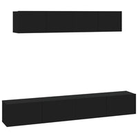 Set Mobili Porta TV 4 pz Nero in Legno Multistratocod mxl 121519