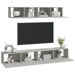 Set di Mobili Porta TV 4 pz Grigio Cemento in Legno Multistrato 3114537