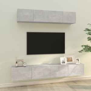 Set di Mobili Porta TV 4 pz Grigio Cemento in Legno Multistrato 3114537