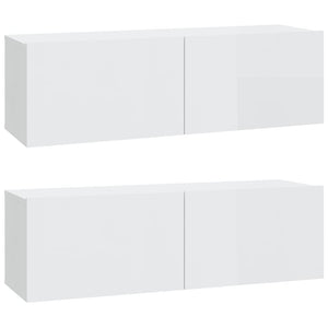 Set di Mobili Porta TV 4 pz Bianco Lucido in Legno Multistrato 3114538