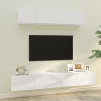 Set di Mobili Porta TV 4 pz Bianco Lucido in Legno Multistrato 3114538