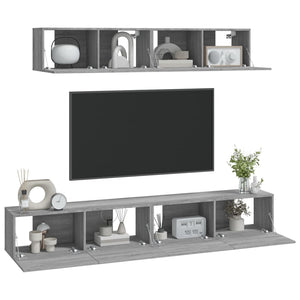 Set di Mobili Porta TV 4 pz Grigio Sonoma in Legno Multistrato cod mxl 20250