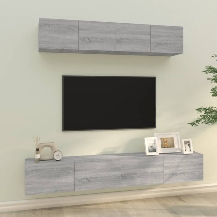 Set di Mobili Porta TV 4 pz Grigio Sonoma in Legno Multistrato cod mxl 20250