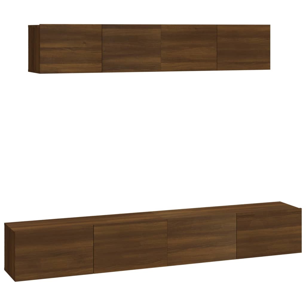 Set Mobili Porta TV 4 pz Rovere Marrone in Legno Multistrato 3114541