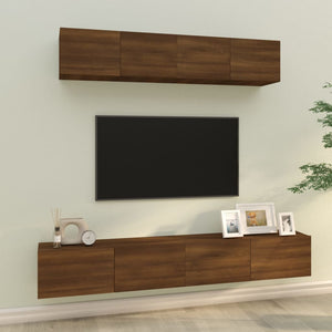 Set Mobili Porta TV 4 pz Rovere Marrone in Legno Multistrato 3114541