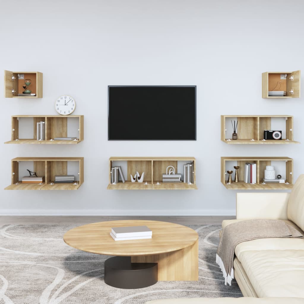 Set di Mobili Porta TV 7 pz Rovere Sonoma in Legno Multistrato 3114544