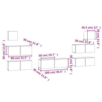 Set di Mobili Porta TV 7 pz Rovere Fumo in Legno Multistrato cod mxl 12168