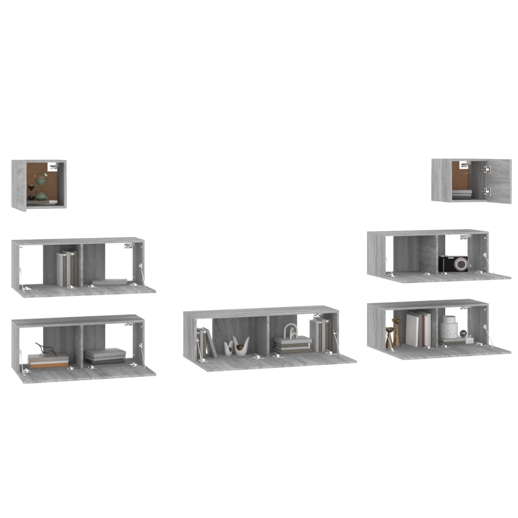 Set di Mobili Porta TV 7 pz Grigio Sonoma in Legno Multistrato 3114548