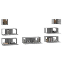 Set di Mobili Porta TV 7 pz Grigio Sonoma in Legno Multistrato cod mxl 20209