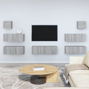 Set di Mobili Porta TV 7 pz Grigio Sonoma in Legno Multistrato 3114548