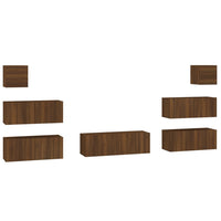 Set Mobili Porta TV 7 pz Rovere Marrone in Legno Multistrato 3114549