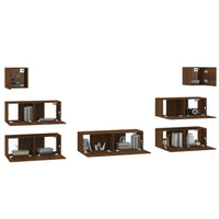 Set Mobili Porta TV 7 pz Rovere Marrone in Legno Multistrato 3114549