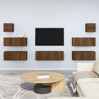 Set Mobili Porta TV 7 pz Rovere Marrone in Legno Multistrato 3114549