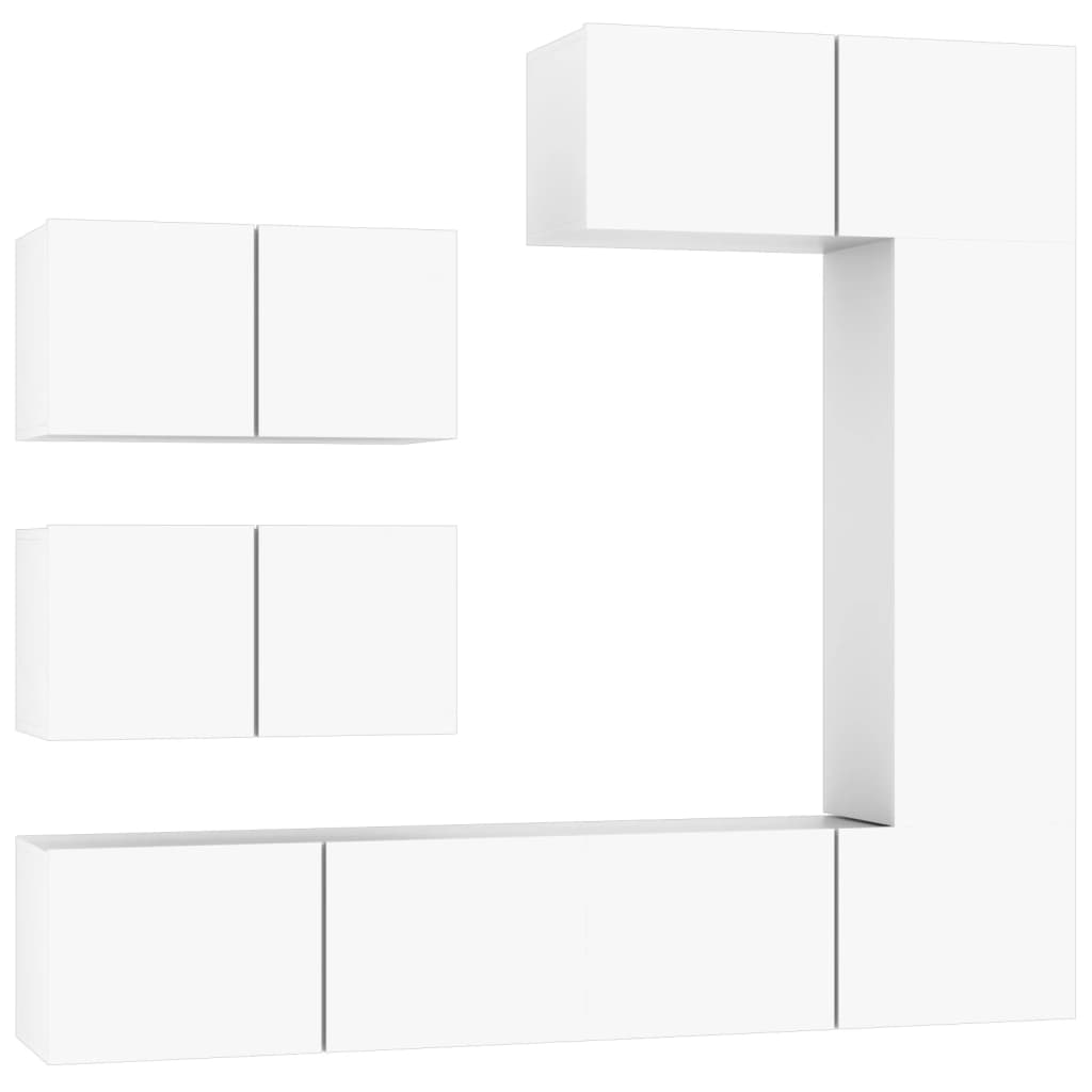 Set di Mobili Porta TV 6 pz Bianco in Legno Multistrato 3114550