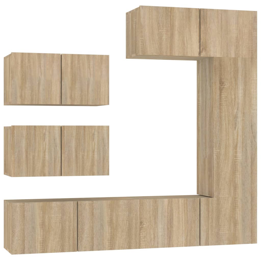 Set di Mobili Porta TV 6 pz Rovere Sonoma in Legno Multistrato cod mxl 20097