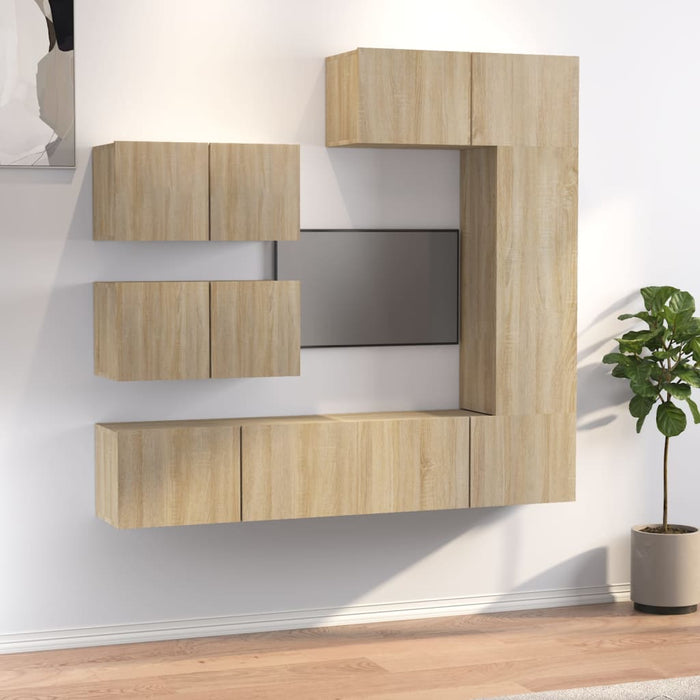 Set di Mobili Porta TV 6 pz Rovere Sonoma in Legno Multistrato cod mxl 20097