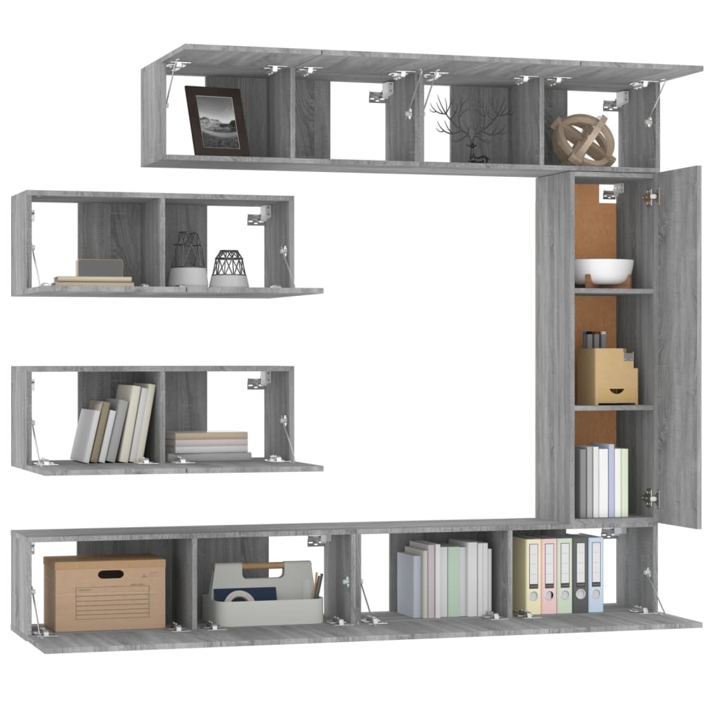 Set di Mobili Porta TV 7 pz Grigio Sonoma in Legno Multistrato 3114564