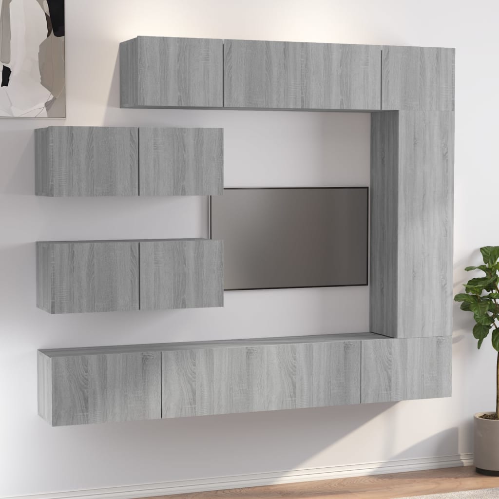 Set di Mobili Porta TV 7 pz Grigio Sonoma in Legno Multistrato 3114564