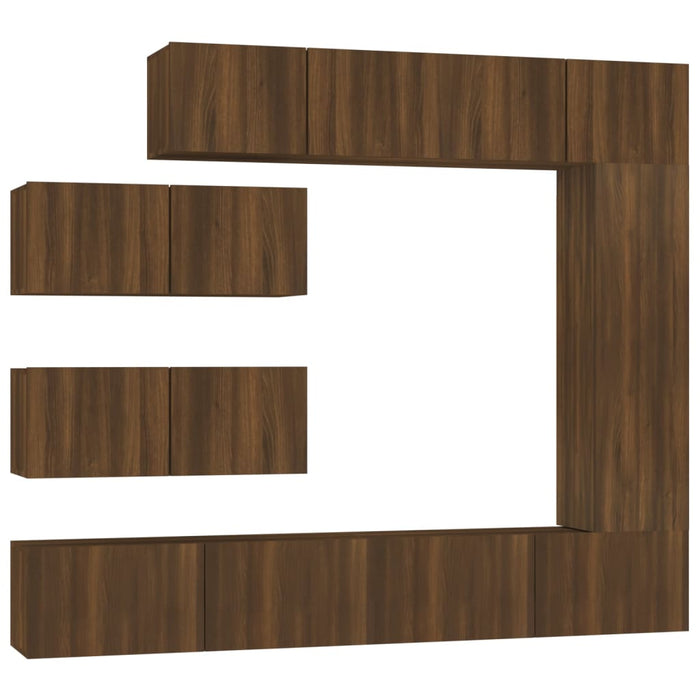 Set Mobili Porta TV 7 pz Rovere Marrone in Legno Multistrato 3114565