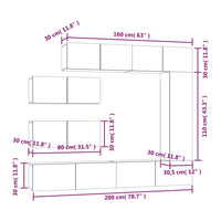 Set Mobili Porta TV 7 pz Rovere Marrone in Legno Multistrato 3114565