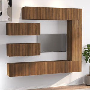 Set Mobili Porta TV 7 pz Rovere Marrone in Legno Multistrato 3114565