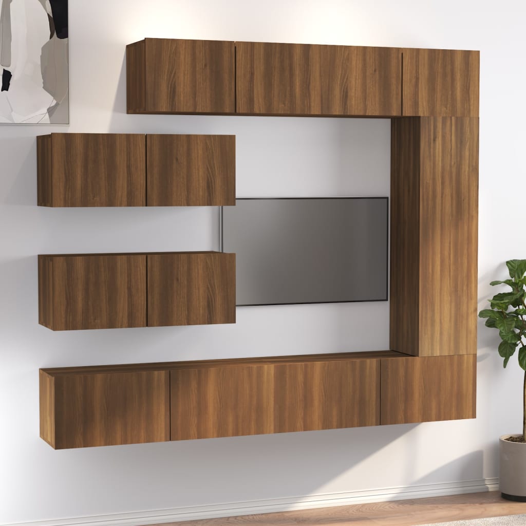 Set Mobili Porta TV 7 pz Rovere Marrone in Legno Multistratocod mxl 73610