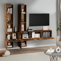 Mobile Porta TV a Parete Rovere Fumo in Legno Multistrato 3114571