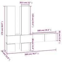 Mobile Porta TV a Parete Rovere Fumo in Legno Multistrato 3114571