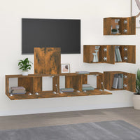 Mobile Porta TV a Parete Rovere Fumo in Legno Multistrato cod mxl 12148