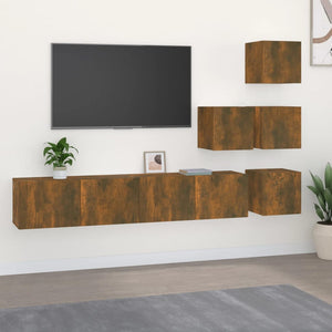 Mobile Porta TV a Parete Rovere Fumo in Legno Multistrato cod mxl 12148