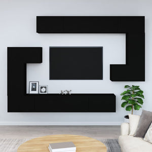 Mobile Porta TV a Parete Nero in Legno Multistrato 3114591