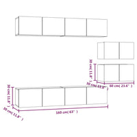 Set di Mobili Porta TV 6 pz Bianco in Legno Multistrato cod mxl 14675