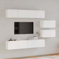 Set di Mobili Porta TV 6 pz Bianco in Legno Multistrato cod mxl 14675