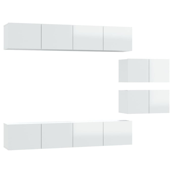 Set di Mobili Porta TV 6 pz Bianco Lucido in Legno Multistrato 3114602