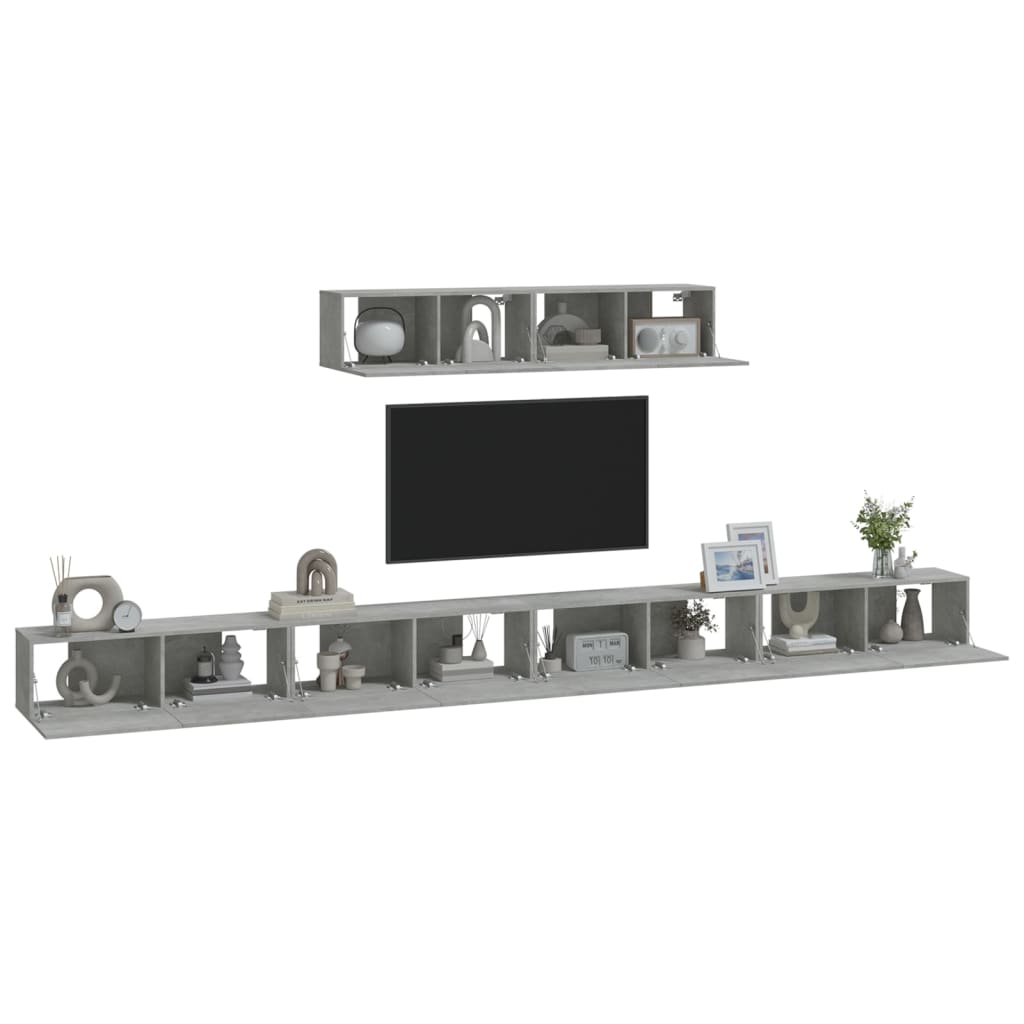 Set di Mobili Porta TV 6 pz Grigio Cemento in Legno Multistrato 3114609